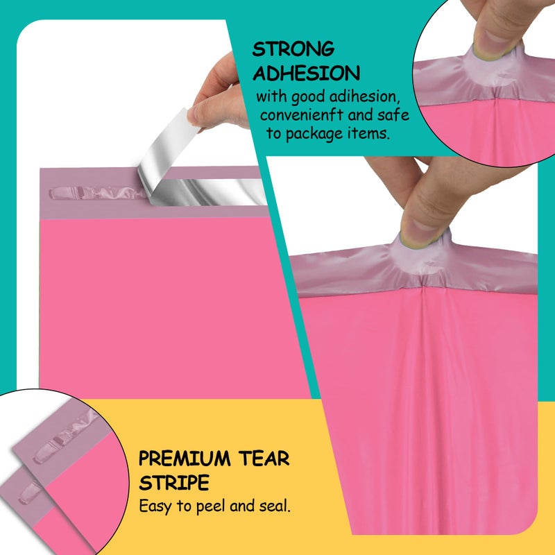 Vapulcio Poly Mailers 10x13 Inch 100 Pcs - Pink Waterproof Shipping Envelopes for Small Business with Tear Resistance and Self-Sealing Feature - Ideal Packaging Bags for Mailing, Shipping, and More - Image 3